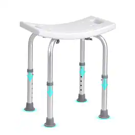 VEVOR - Shower Chair, Adjustable Height Shower Stool with Built-in Handles, Shower Seat for Inside Shower - Silver;White