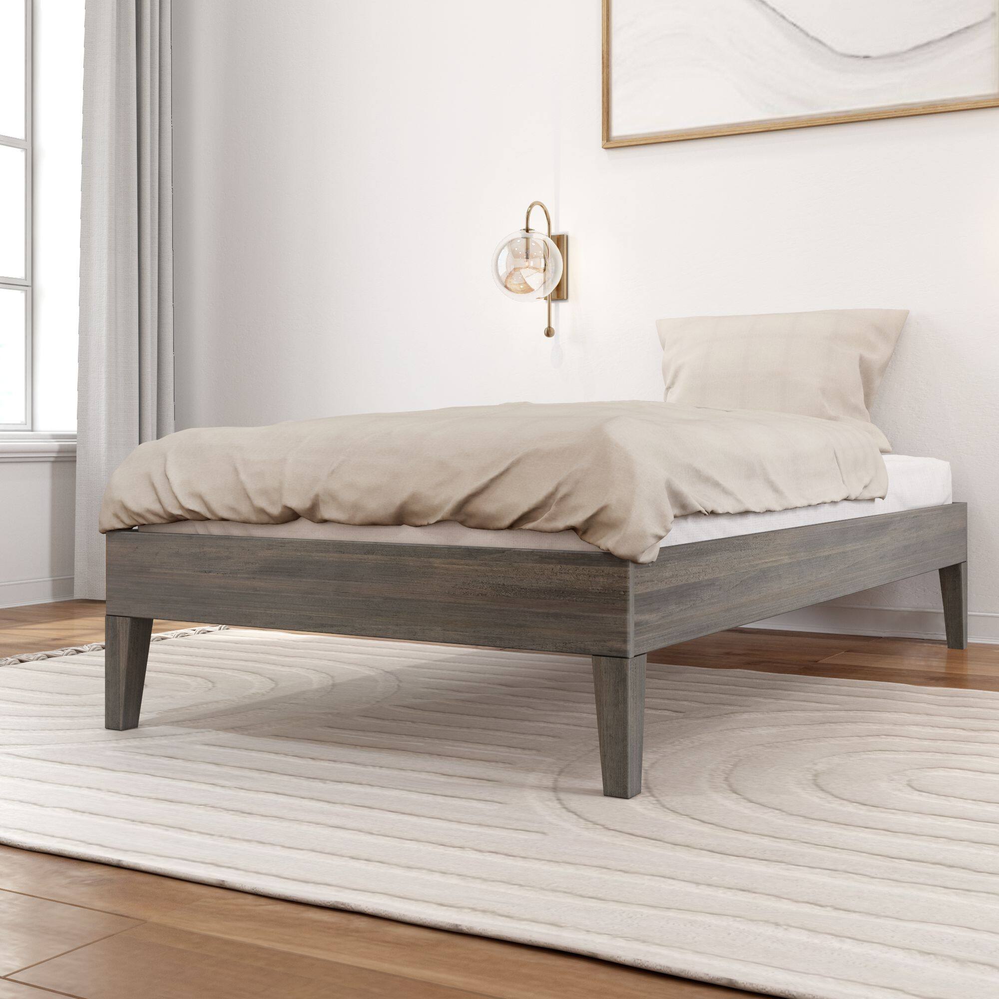 Front. Plank+Beam - Twin-Size Platform Bed, Driftwood - Driftwood.