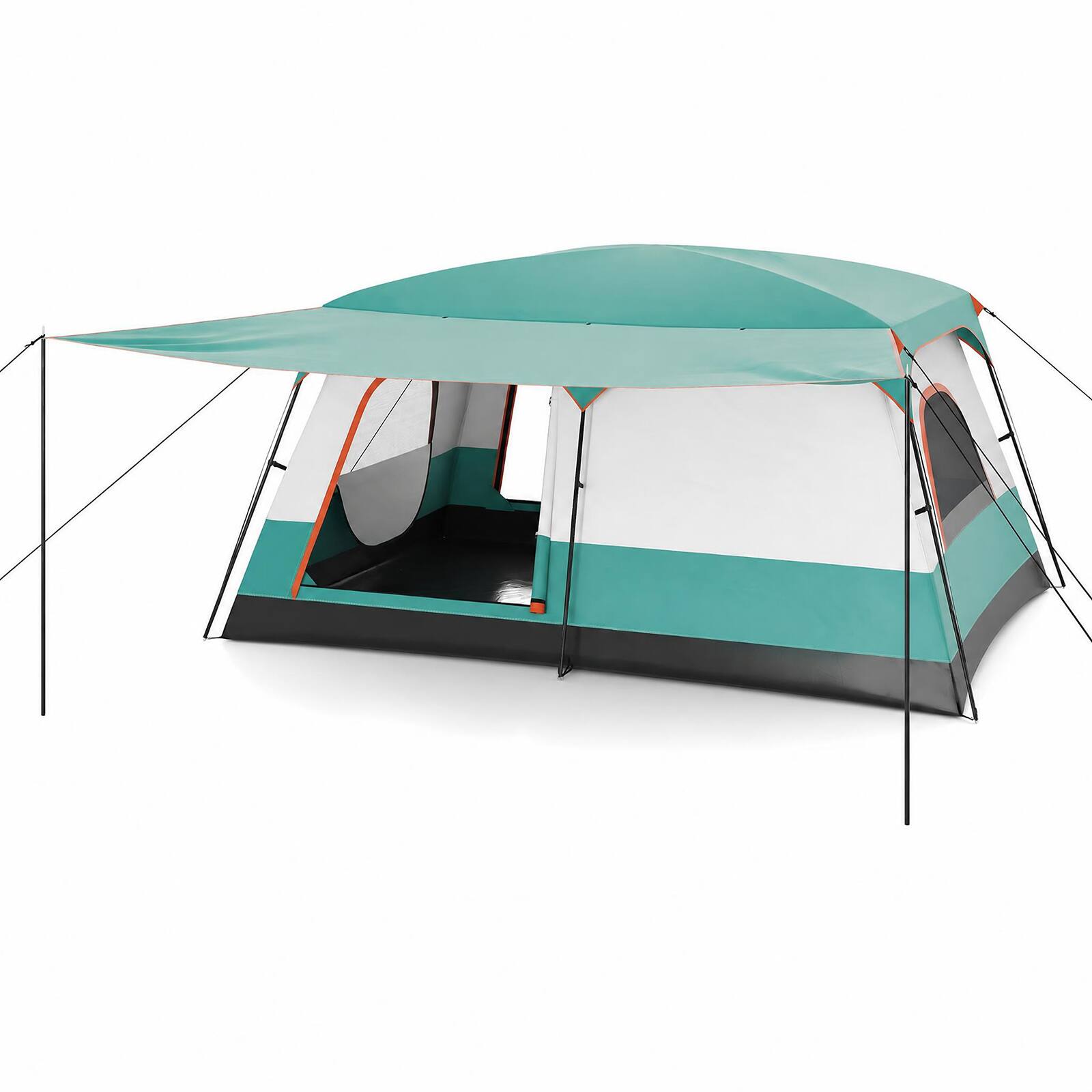 Alt View 1. Gymax - Gymax Camping Tent w/ Skylight & Portable Carry Bag Family Cabin Tent w/ 2 Mesh Windows & Doors - Green.