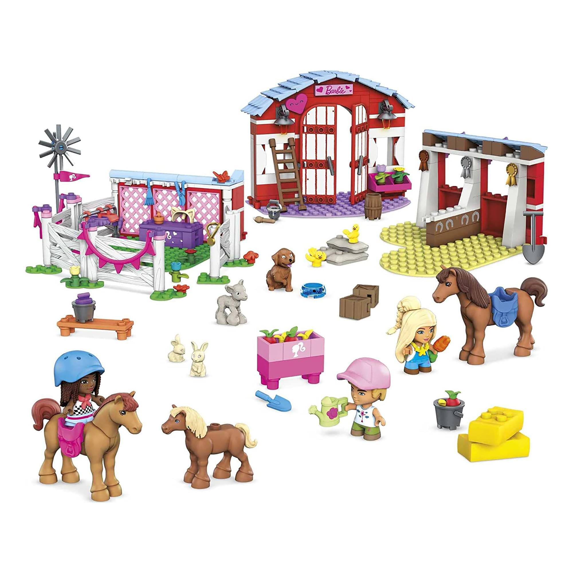 Front. Mattel - Barbie Mega Construx Building Set | Horse Stables - Pink.