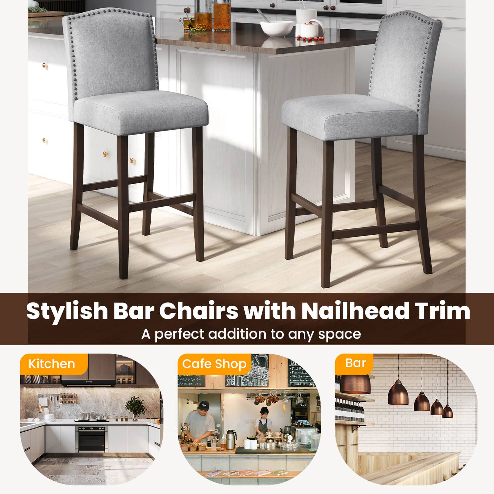 Stylish Bar Chairs with Nailhead Trim: A perfect addition to any space, including kitchen, cafe shop, and bar.