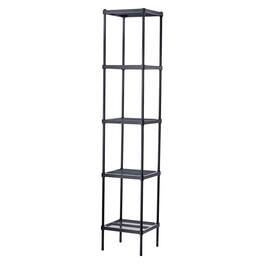 Design Ideas - MeshWorks 5 Tier Tower Metal Storage Shelving Unit Rack - Black