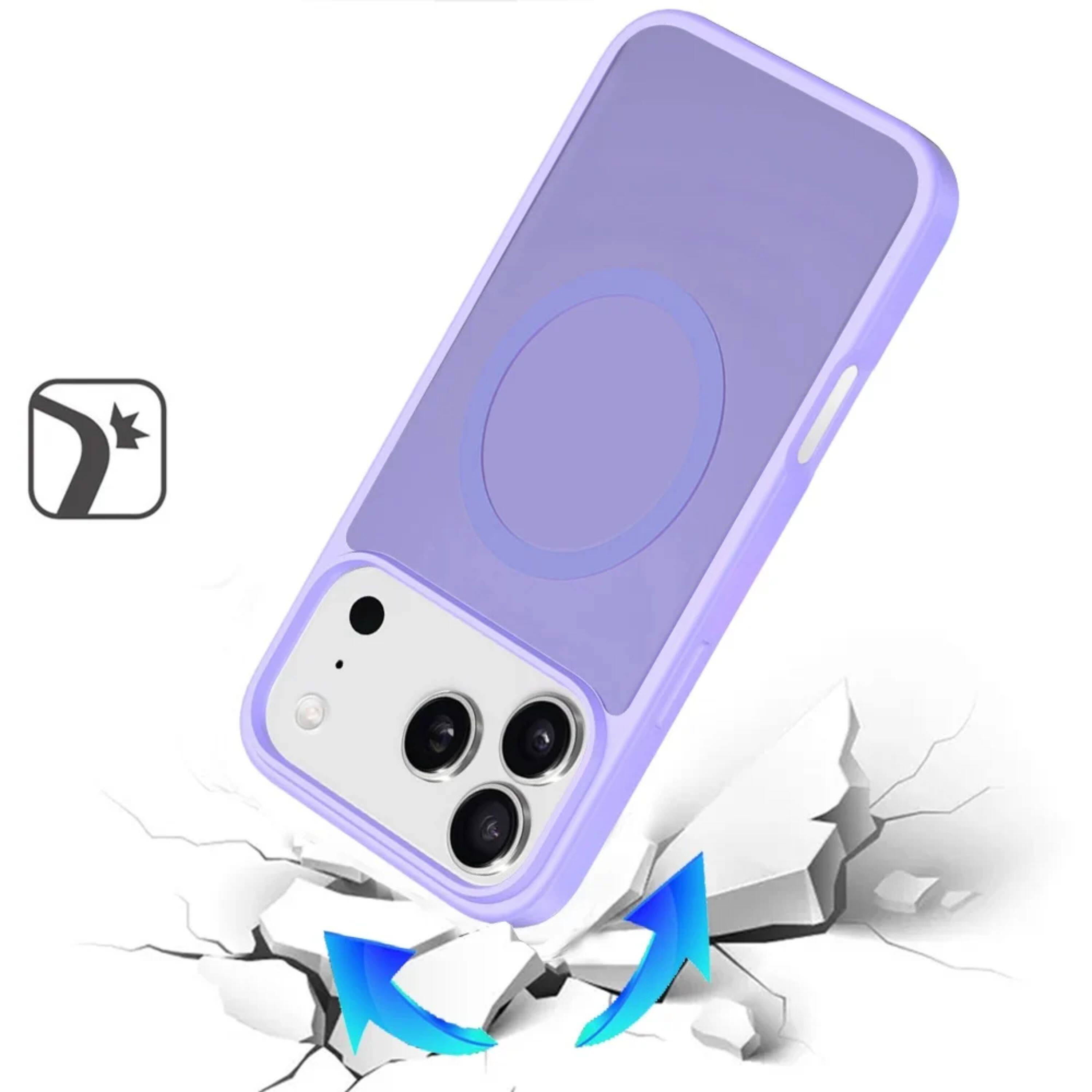 Angle. Kitcheniva - Premium Soft Touch Magnetic Ring Case With Tempered Glass For iPhone 17 Pro Light Purple - Light Purple.
