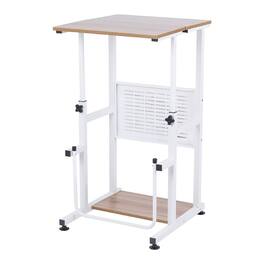 SDADI - L1010WFLT Adjustable Height Mobile Standing Office Computer Desk, Light - Light Grain