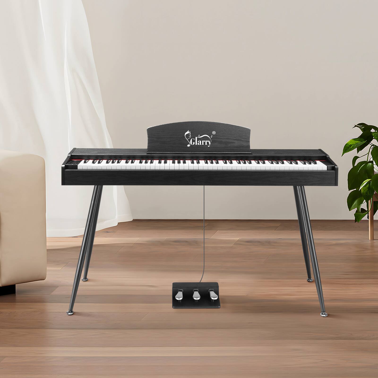 Angle. Winado - Digital Piano 88-Key Weighted Action Electric Piano with 3-Pedal Unit,Dual Mode Connectivity for Beginner.