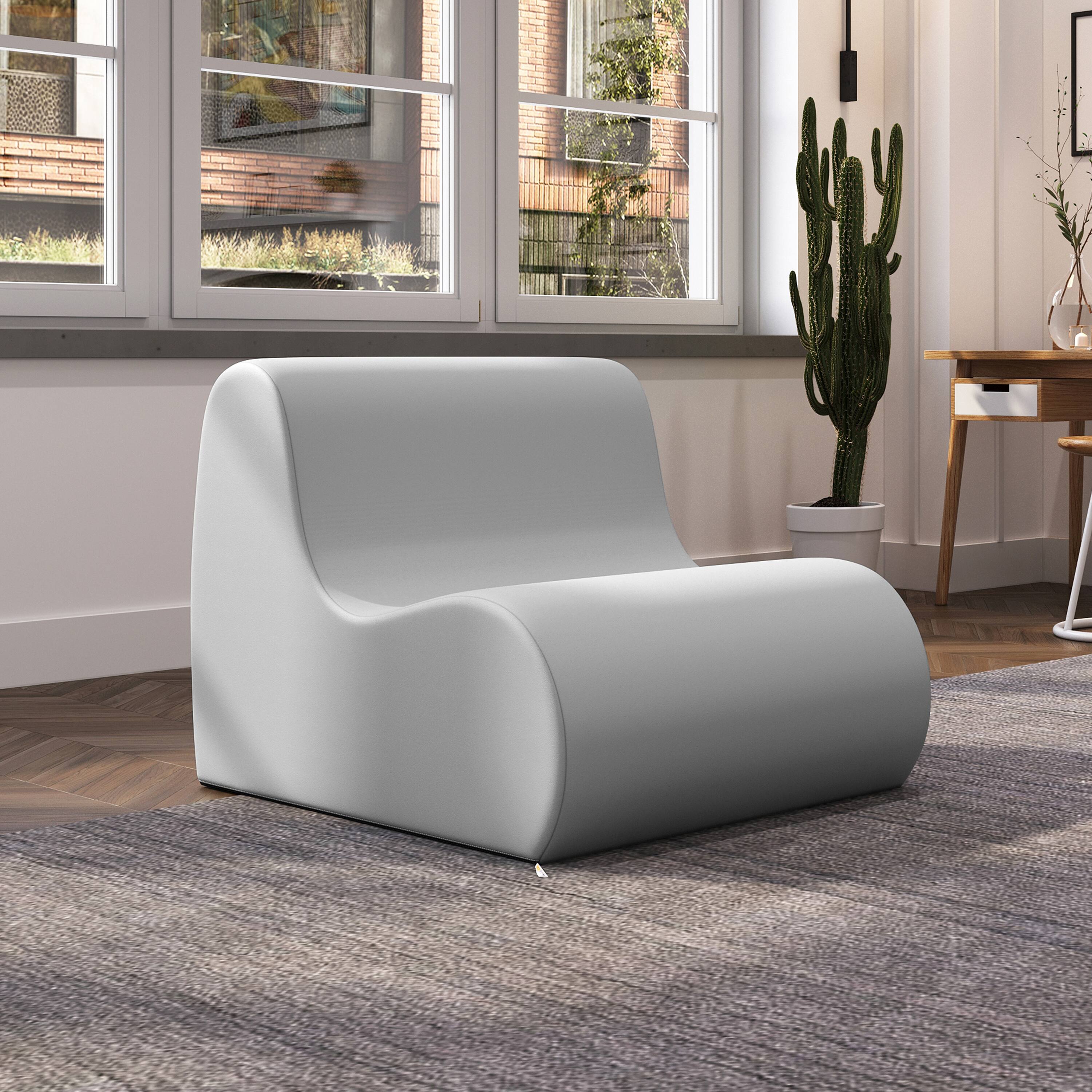 Alt View 1. Jaxx - Jaxx Midtown Large Classroom Soft Foam Chair - Premium Vinyl Cover, Submarine Grey - Submarine Grey.