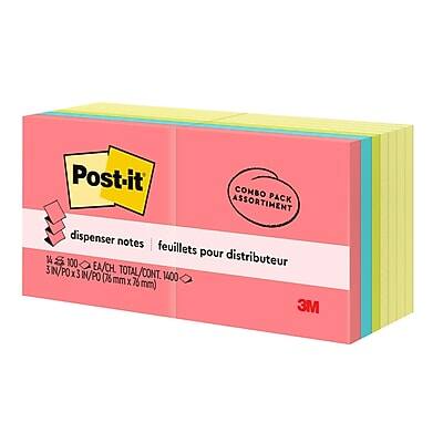 Post-it COMBO ASSORTIMENT PACK dispenser notes feuillets pour distributeur

14 S 100 EA/CH. distributeur 3 IN/PO x3 TOTAL CONT. IN/PO (75 mm x 76 mm x 1400 X mm)

3M