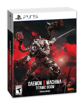 The text on the image reads: "DAEMON X MACHINA TITANIC SCION Limited Edition PS5". - T (Teen 13+)