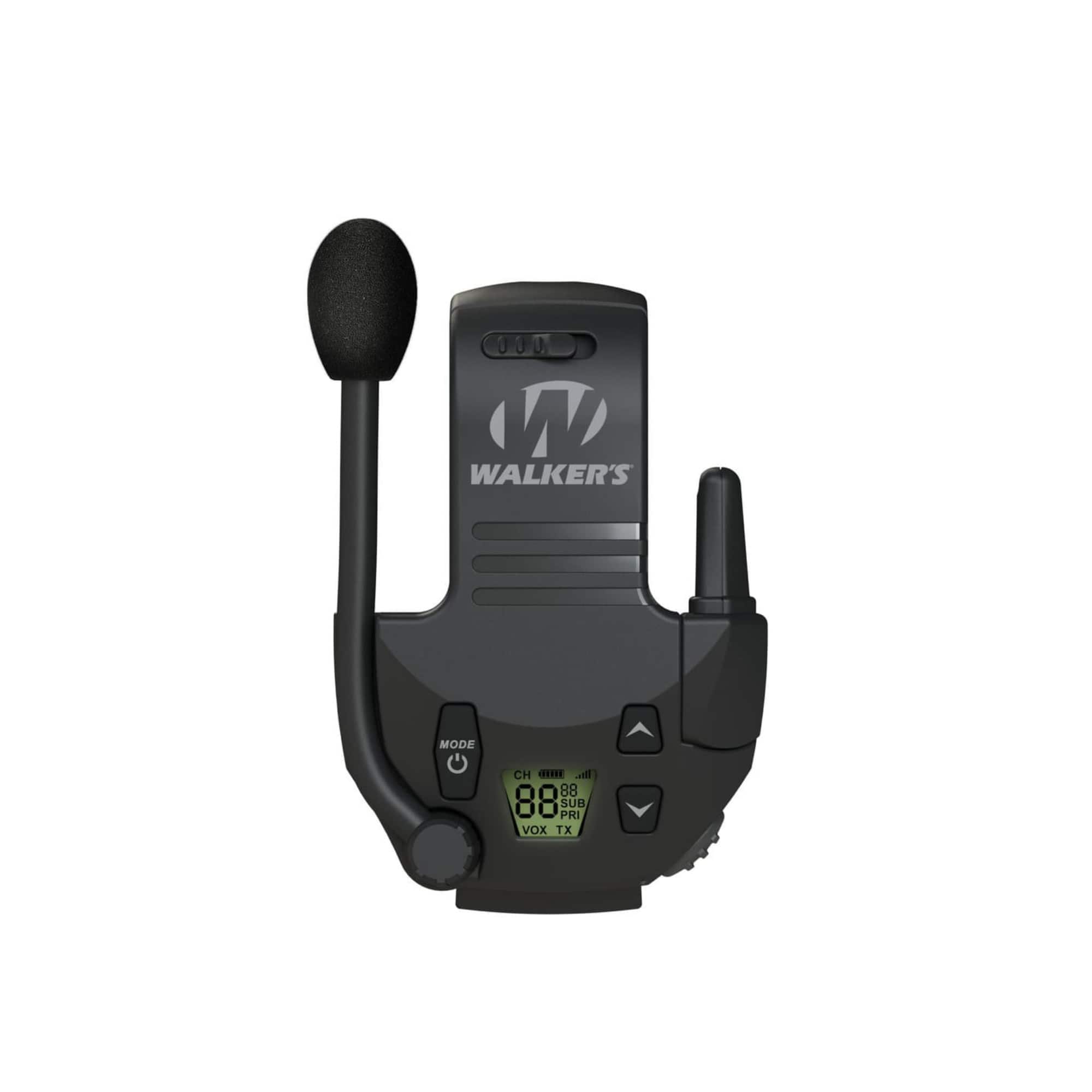 Walker’s - Walkers Razor Walkie Talkie Attachment – Hands-Free 2-3 Mile Range - Black/Black