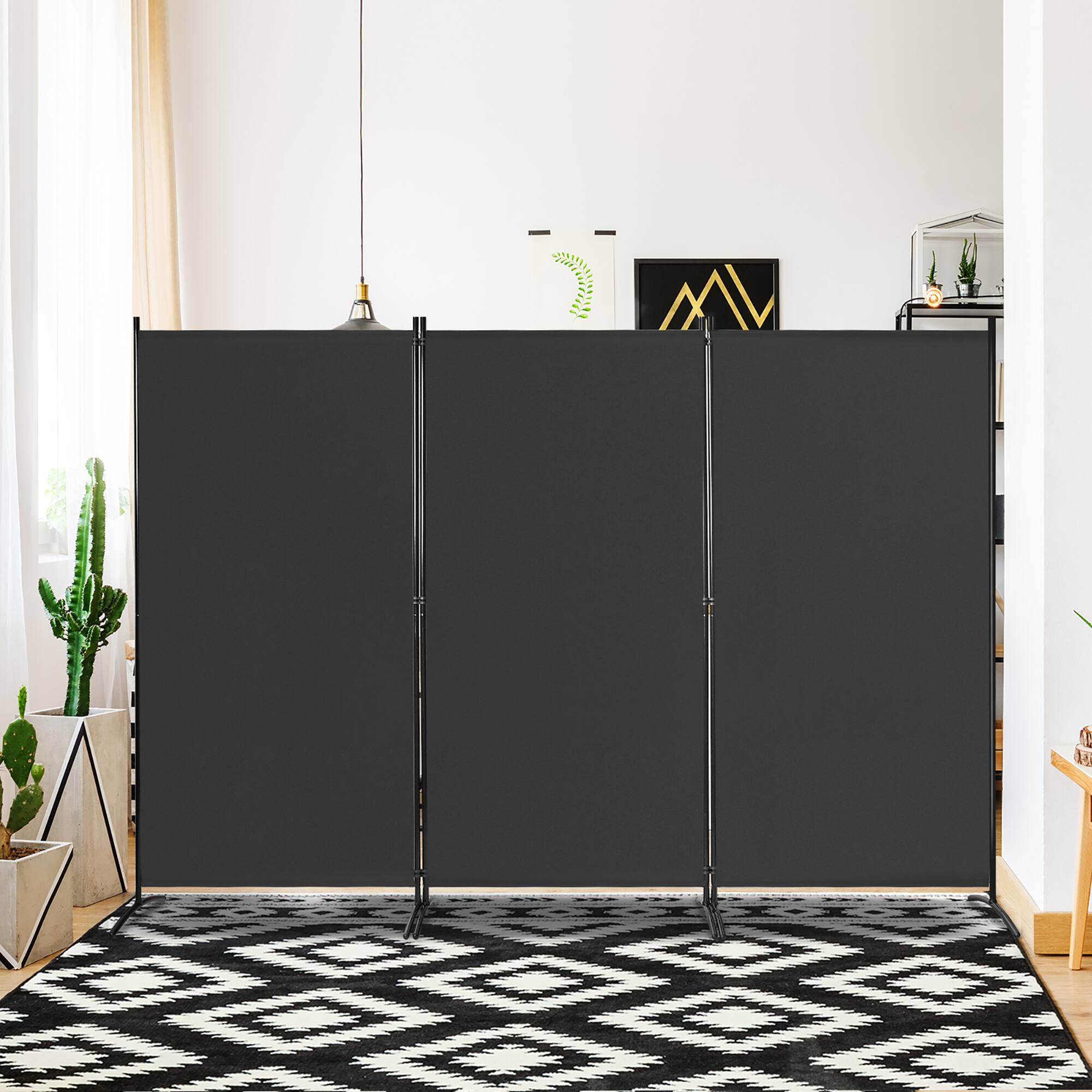 Alt View 9. Costway - Costway 3-Panel Room Divider Folding Privacy Partition Screen for Office Room - Black.