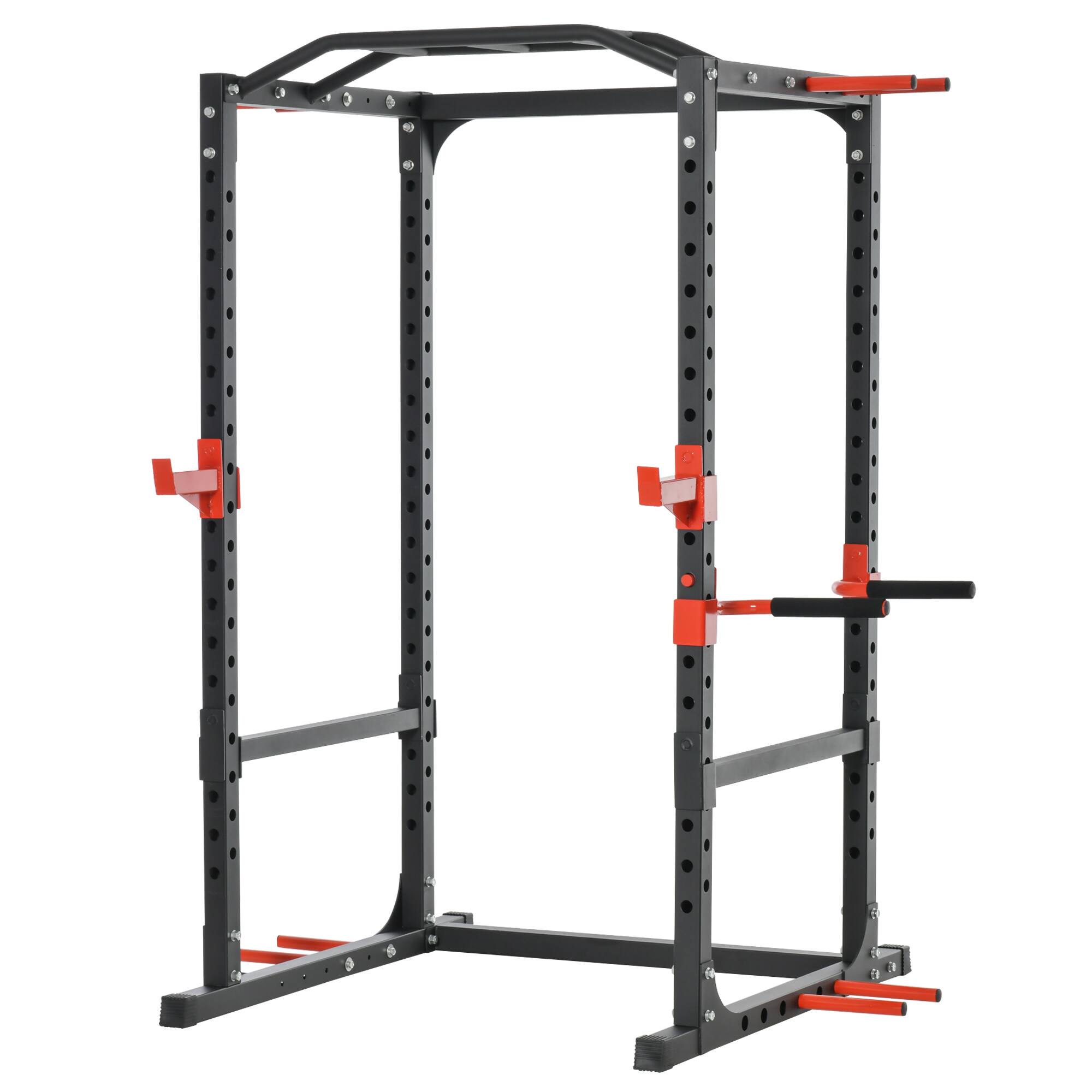 Front. Soozier - Tower Pull Up Bar Squat Rack Power Cage At Home Workout Equipment - Black.