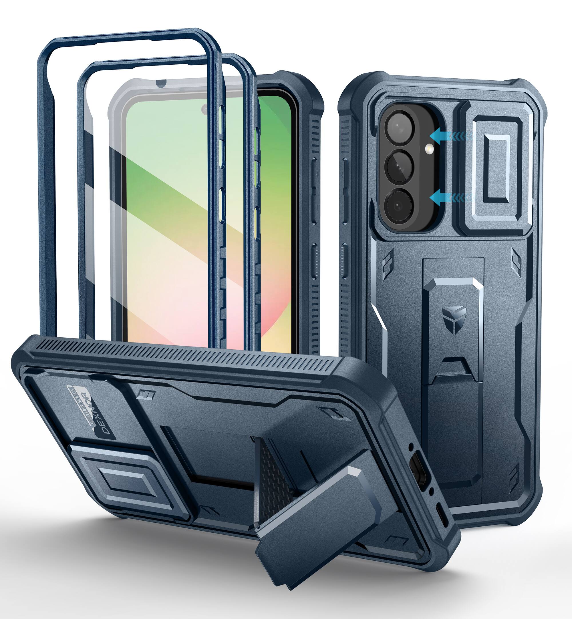 dexnor - for Samsung Galaxy A56-5G Case Heavy Duty Protection Shockproof Phone Case with Screen Protector - Navy Blue price history on PriceWatchPro