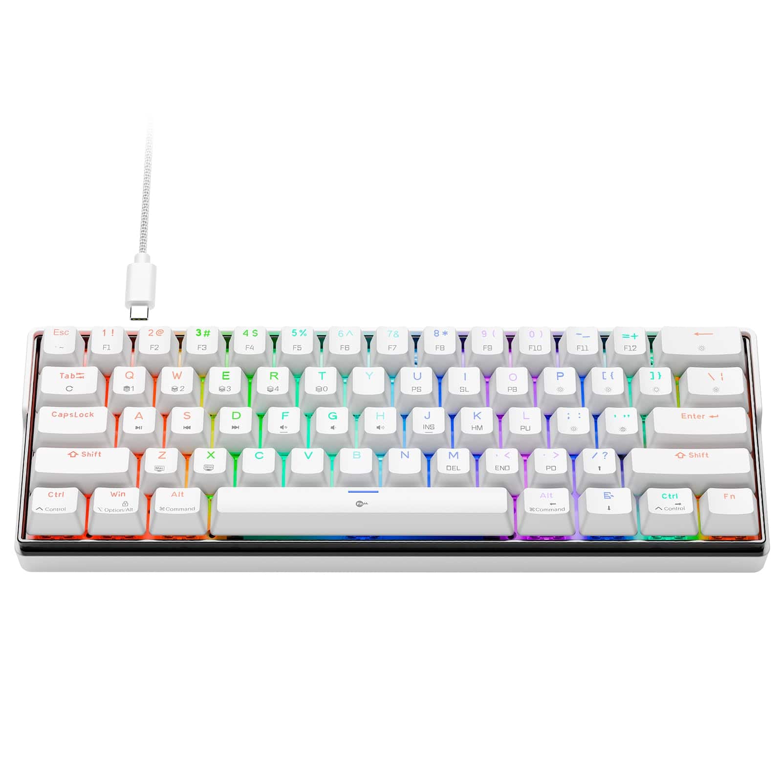 Comfort Essence - K61se Gaming Mechanical Wired Rgb Backlit N-key Rollover Compact Mini For Pc Laptop Red - White-RGB-Red Switch