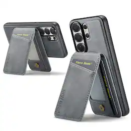 Dteck - Detachable Magnetic Wallet Case For Samsung Galaxy S26 Ultra Shockproof Leather RFID Blocking Flip Kickstand Cover - Gray