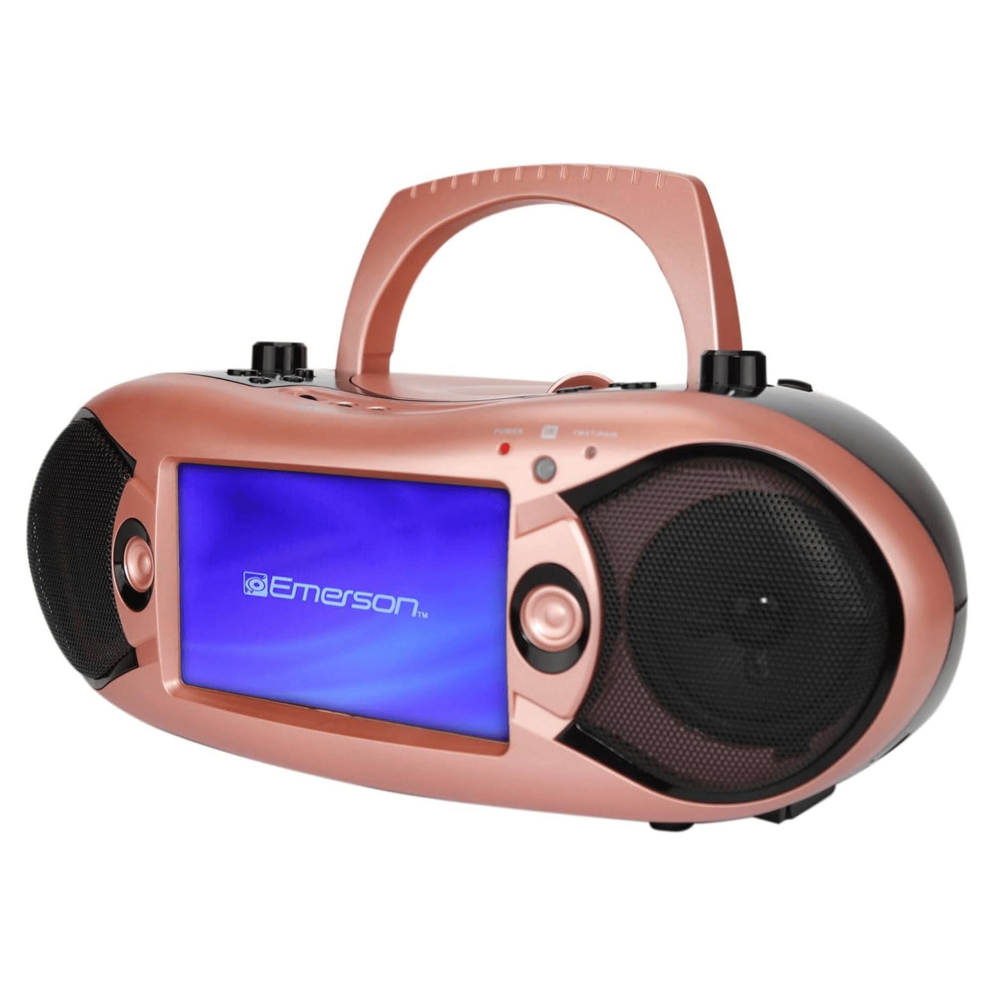 Angle. Emerson - Emerson 7” Bluetooth® DVD Boombox with AM/FM Radio & Stereo Speakers - Rose Gold.