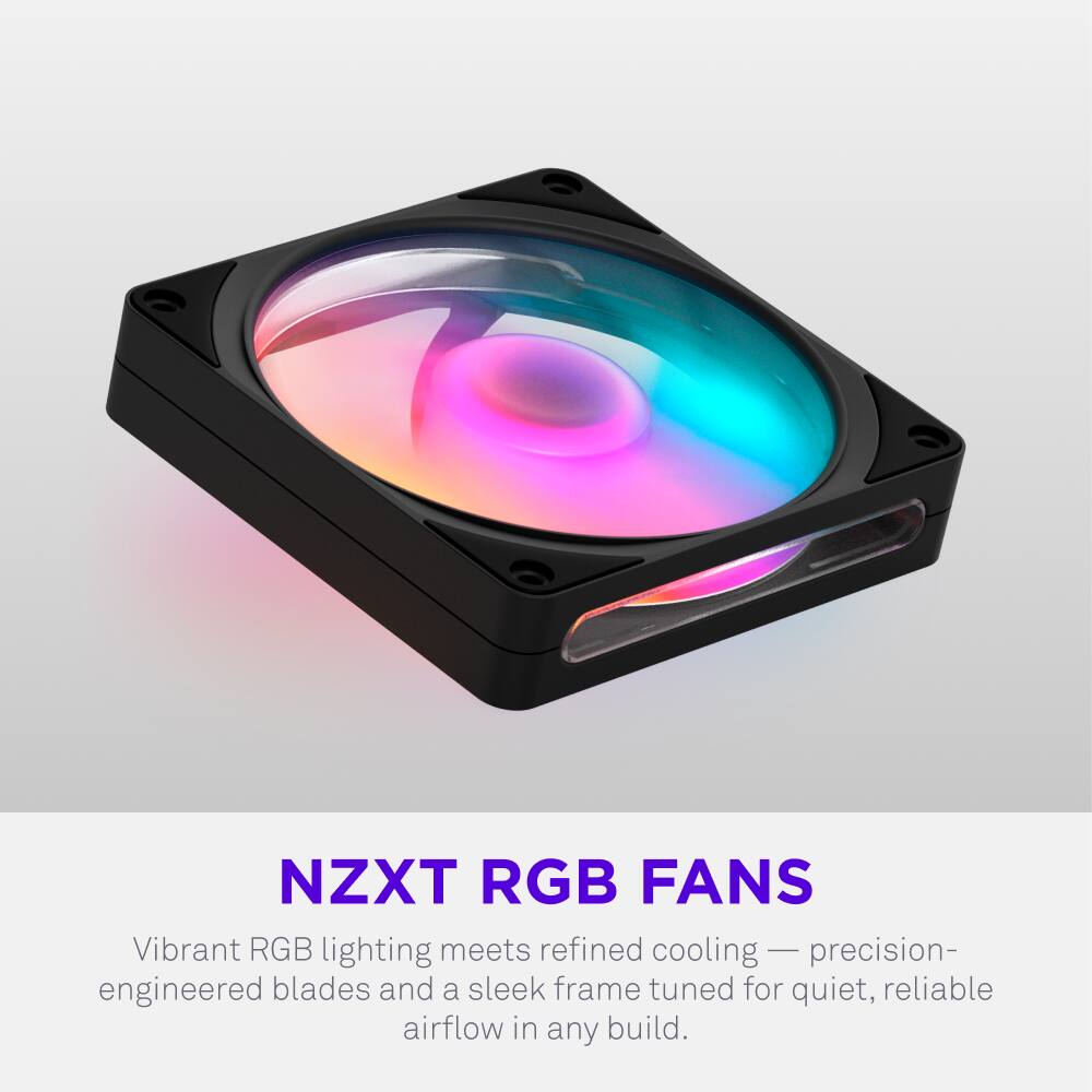 NZXT RGB FANS

Vibrant RGB lighting meets refined cooling — precision-engineered blades and a sleek frame tuned for quiet, reliable airflow in any build.