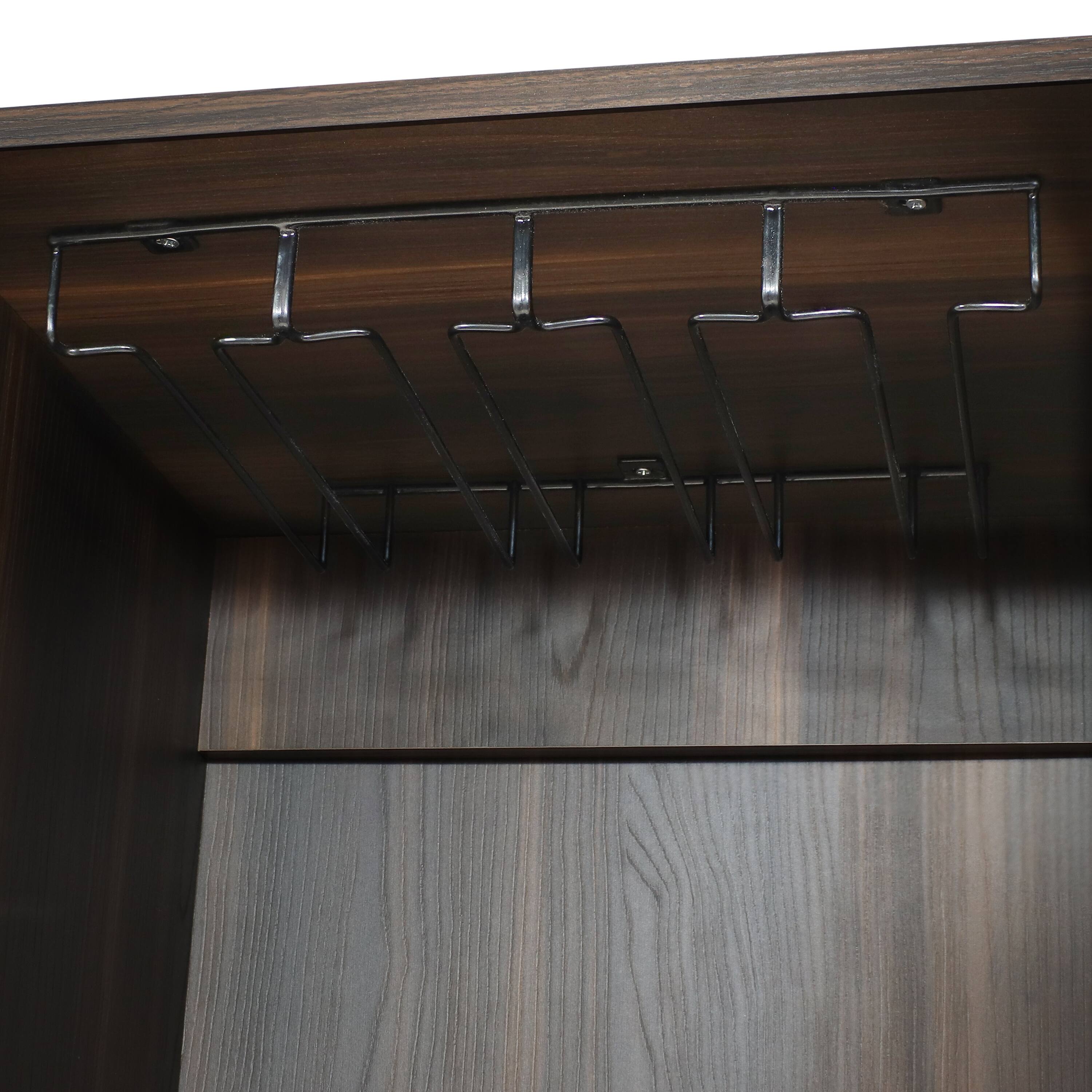 Alt View 10. Sunnydaze - Lavina Wine Cabinet with Glass and Bottle Storage Shelves - Brown.