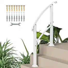 Outsunny - Step Metal Handrails for Outdoor Steps - White