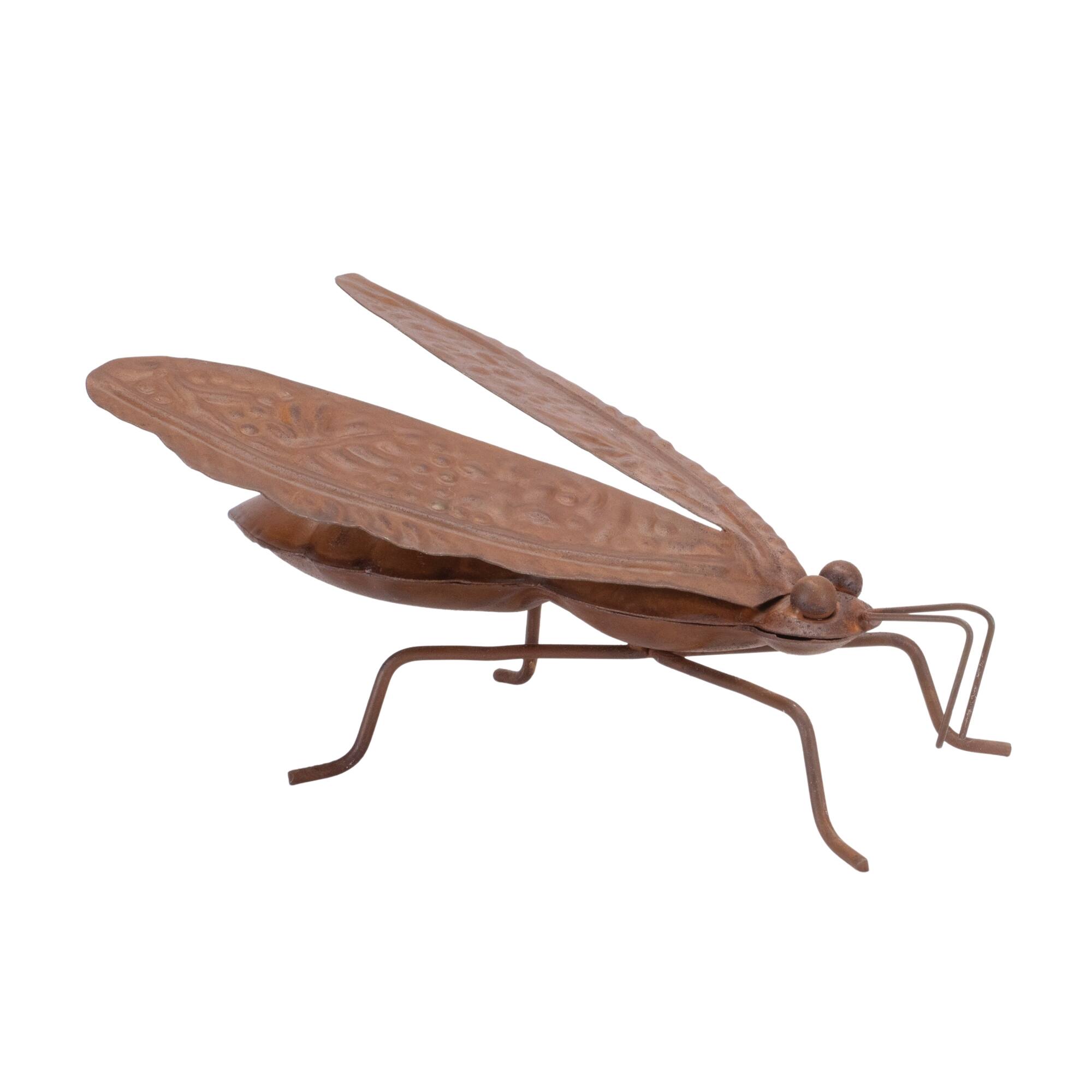 Angle. BreeBe - Iron Metal Bumble Bee Garden Accent (Set of 2) - Orange.