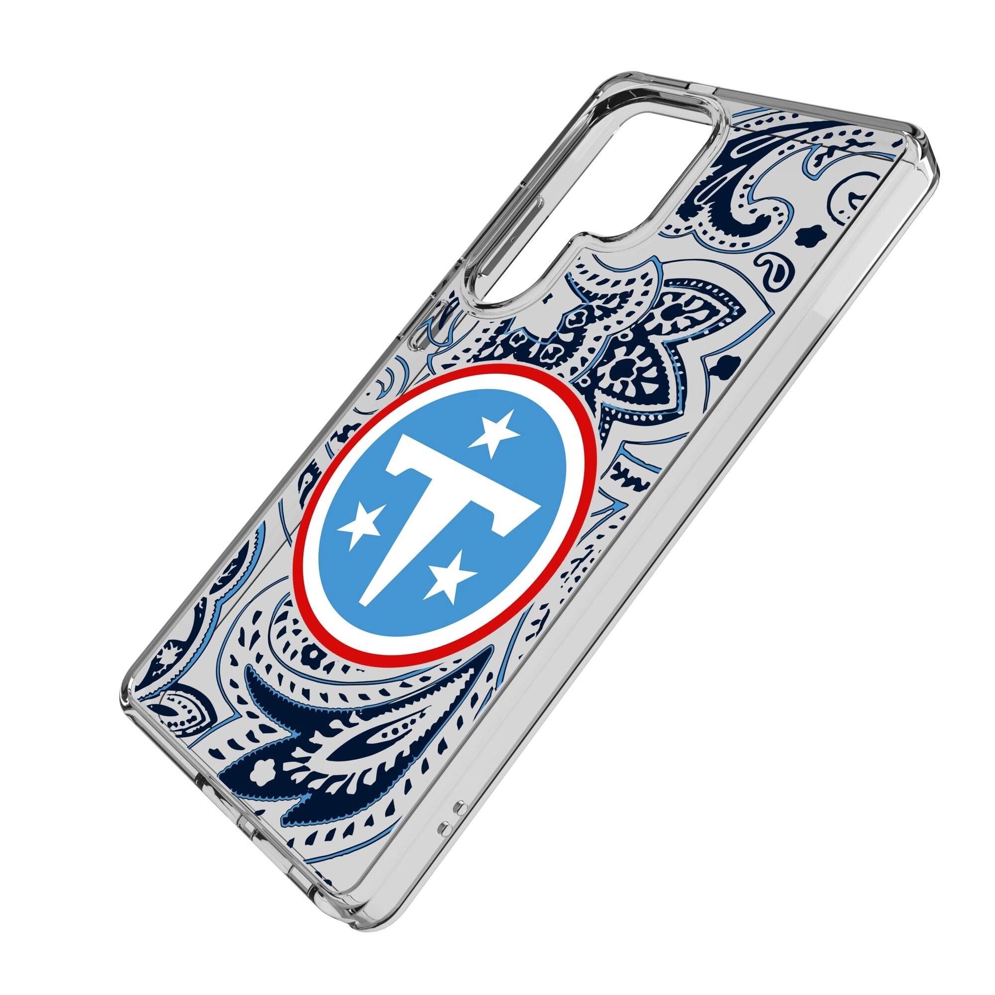 Alt View 1. Keyscaper - Tennessee Titans Galaxy Clear Paisley Design Case - S22 - Multicolor.