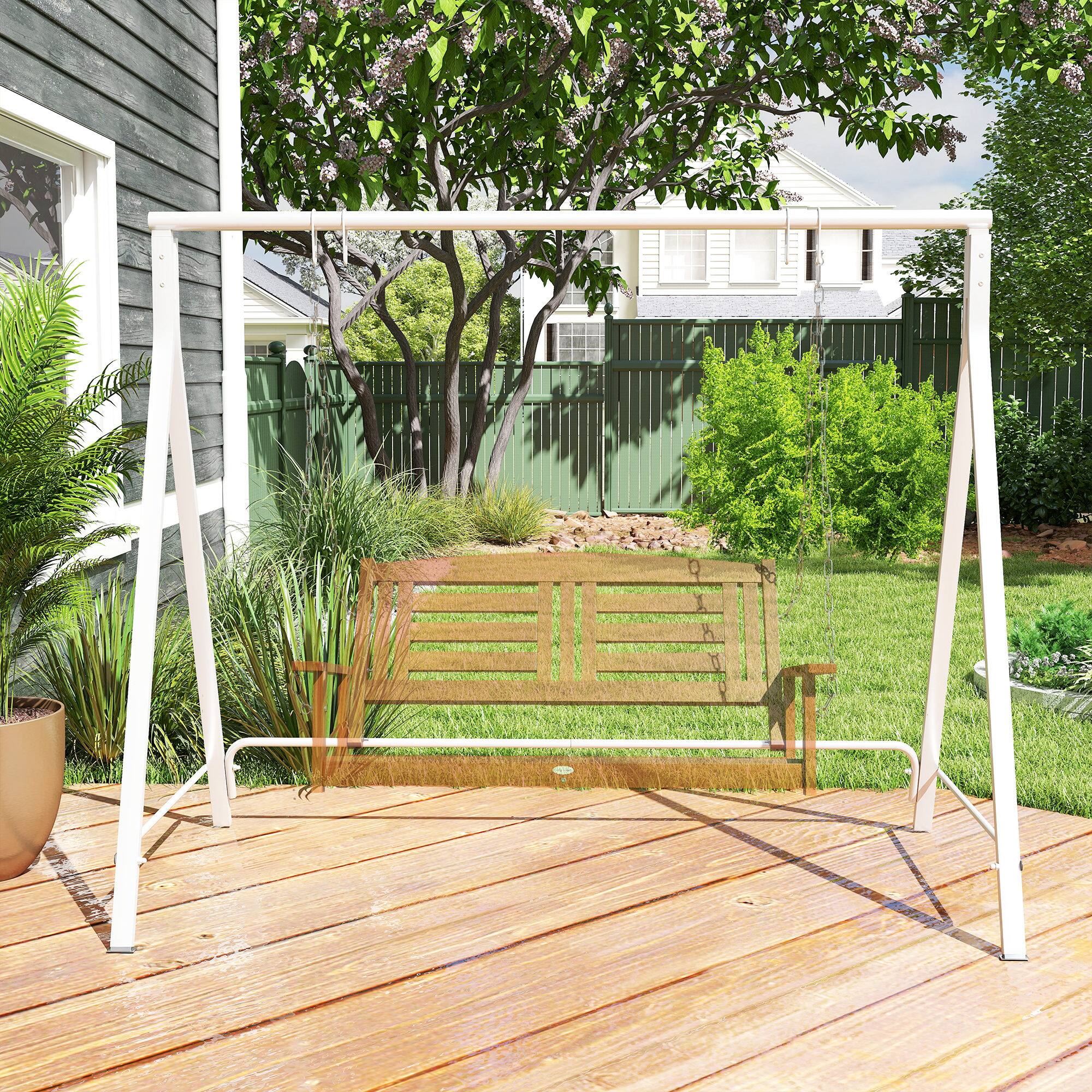Alt View 2. Outsunny - Outsunny Metal Porch Swing Stand Heavy Duty Swing Frame - White.