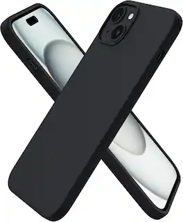 Ornarto - Compatible with iPhone 15 Plus Case 6.7", Slim Liquid Silicone Full Covered Protective Cover - Black