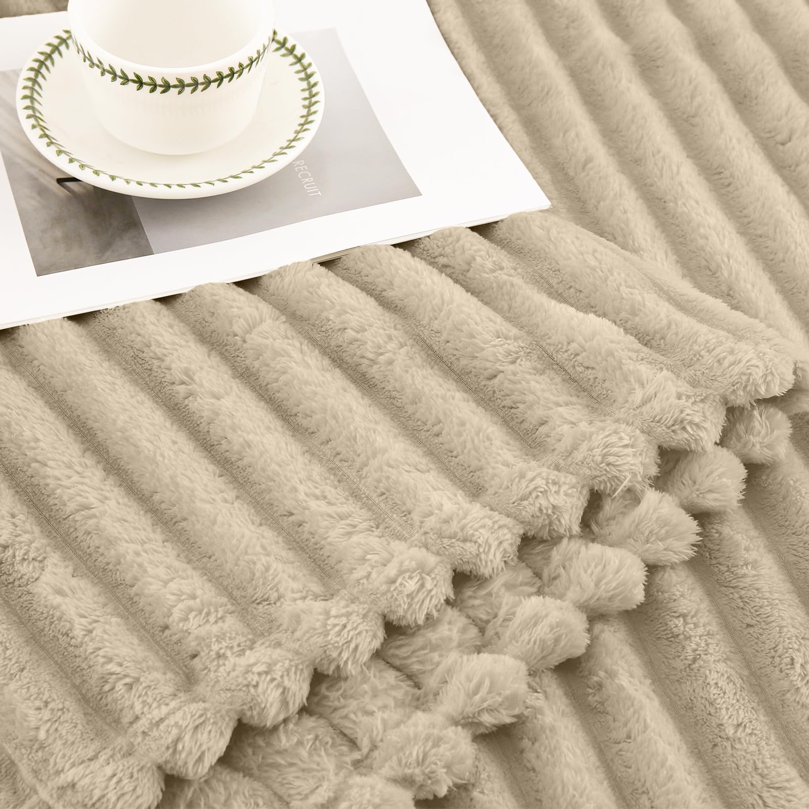 Alt View 7. Dapper Styles - Oversized King Flannel Stripe Pattern Blanket 120x120 Inches Linen 300gsm Soft Extra Large For Couch Bed - Huge Charcoal-120x120 Inch.