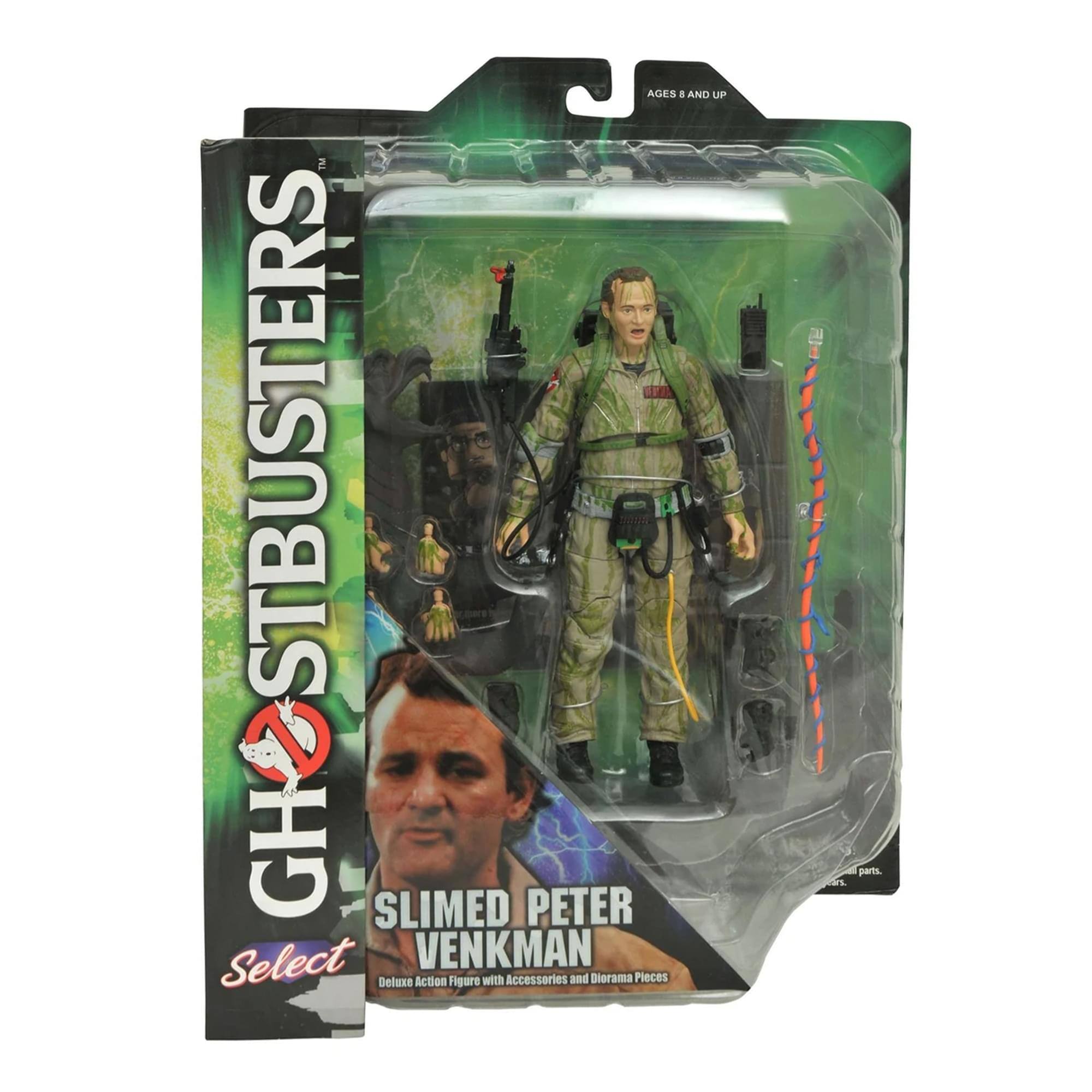 AGES 8 AND UP  
GHOSTBUSTERS  
Select  
SLIMED PETER VENKMAN  
Deluxe Action Figure with Accessories and Diorama Pieces