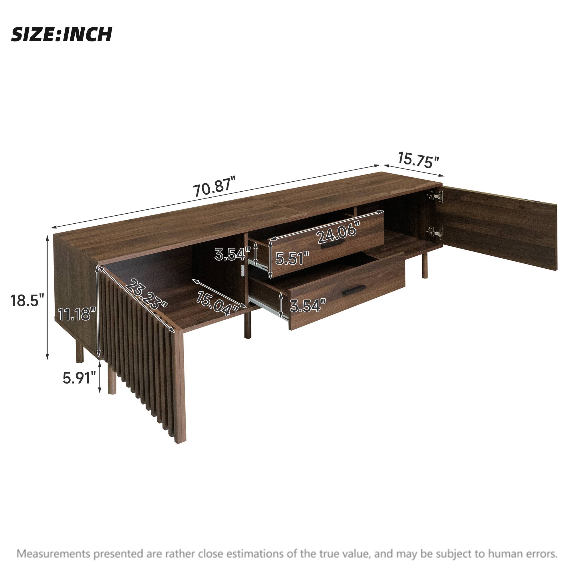 SIZE: INCH  
18.5" 11.18" 70.87" 3.54" 23.23" 15.04" 24.06" 5.51" 3.54" 15.75" 5.91"  

Measurements presented are rather close estimations of the true value, and may be subject to human errors.