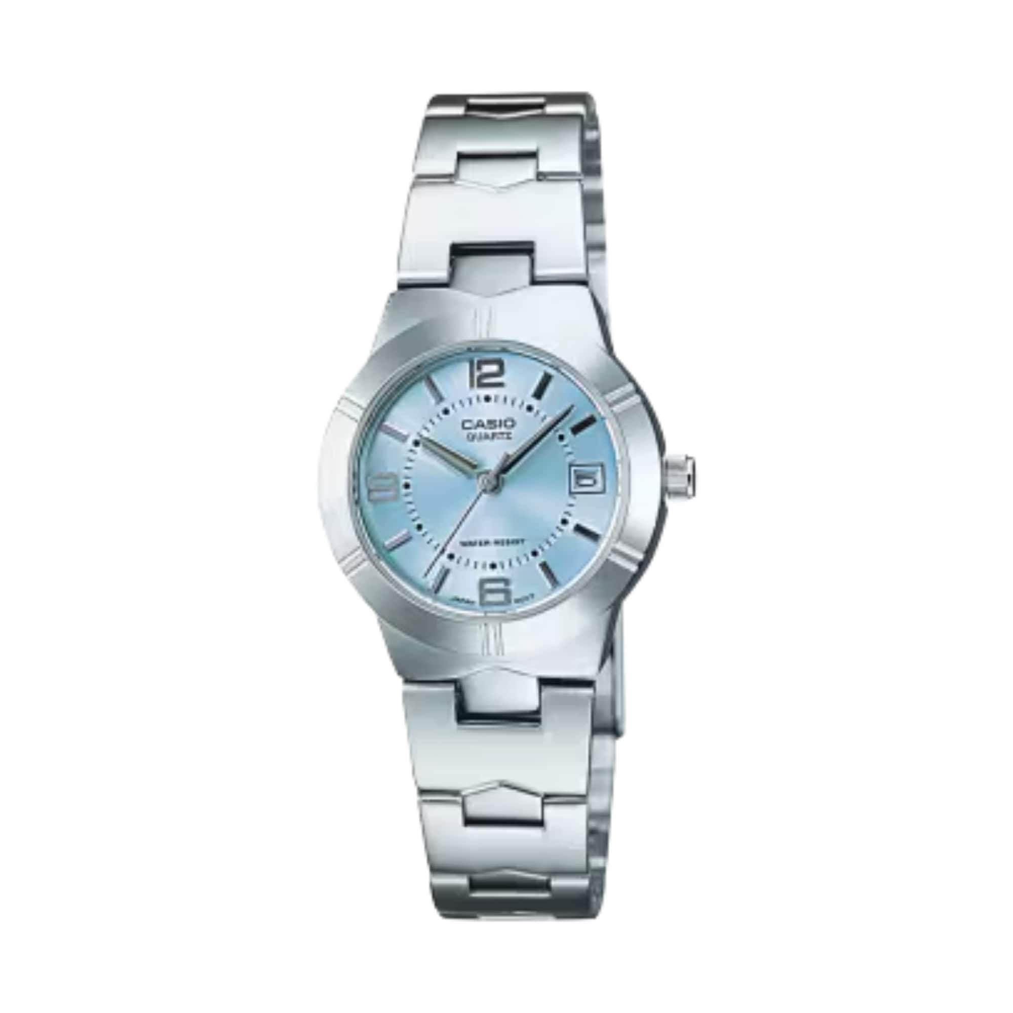 Casio - Women’s Light Blue Dial Analog Watch with Stainless Steel Bracelet - LTP-1241D-2A2D - Silver price history on PriceWatchPro