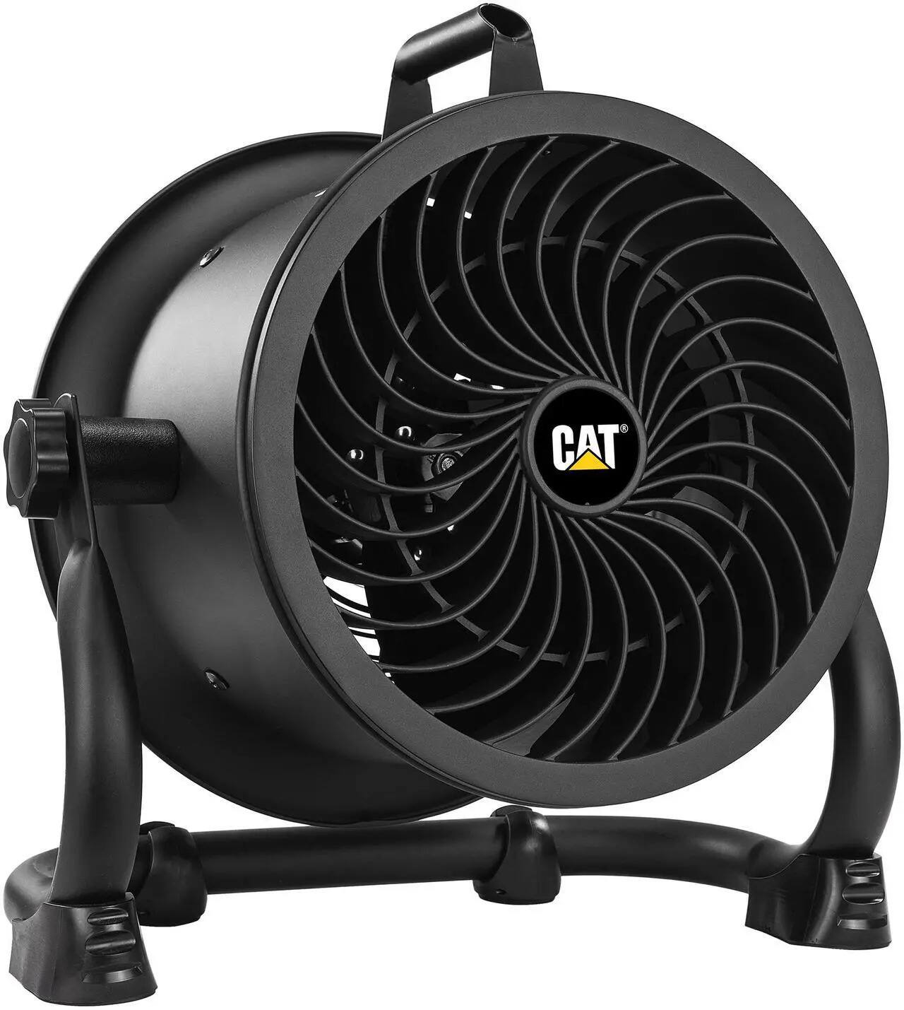 Front. Caterpillar - Caterpillar® 9" High-Velocity Fan (Black, 2-in-1): 940 CFM, 4-Speed, 360° Pivoting, Dual Ball Bearing.