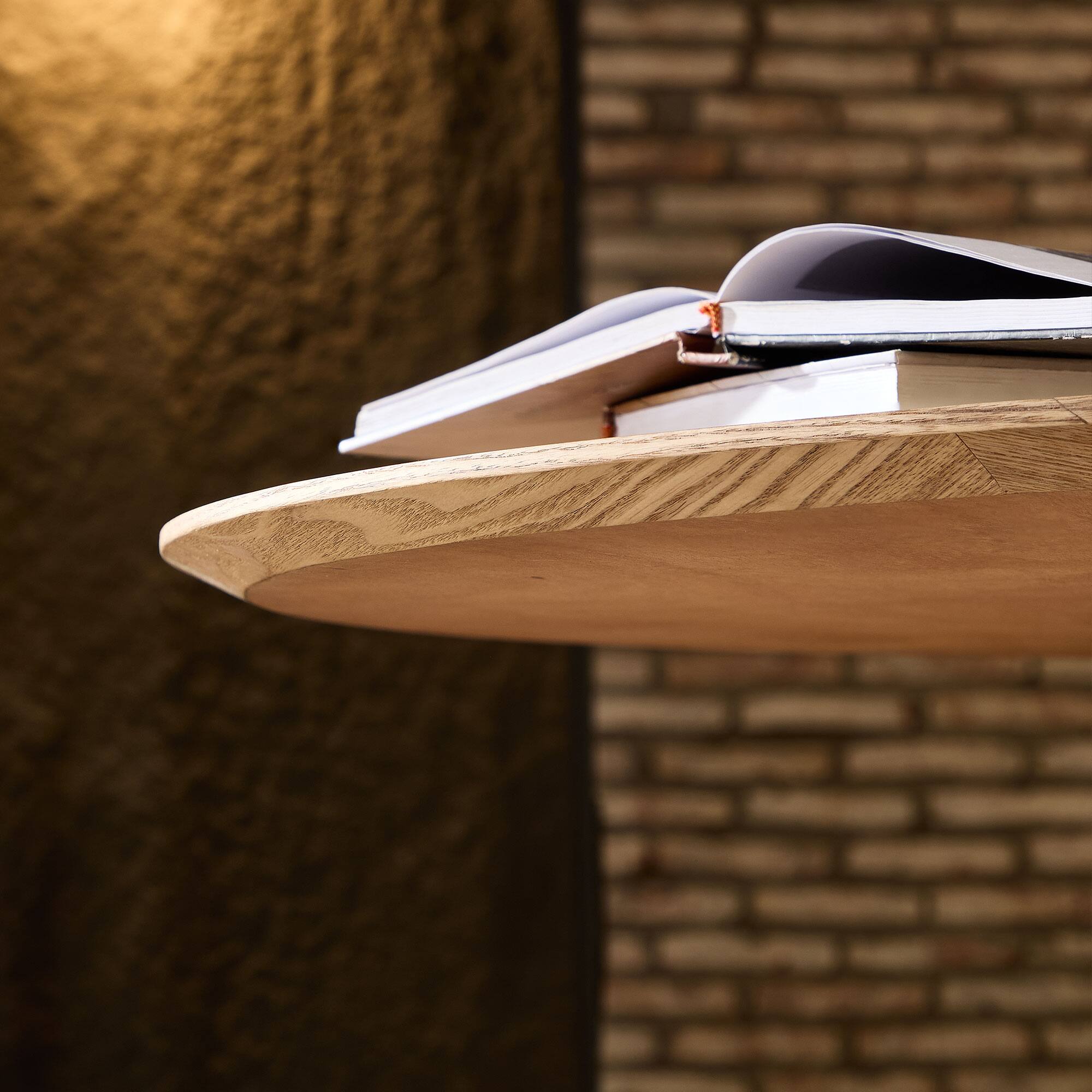 Alt View 6. Tiramisubest - 46.45 inch MDF Dining Table for Dining Room Round Dinner Tables Mid-Century Modern Table, OAK - Oak.