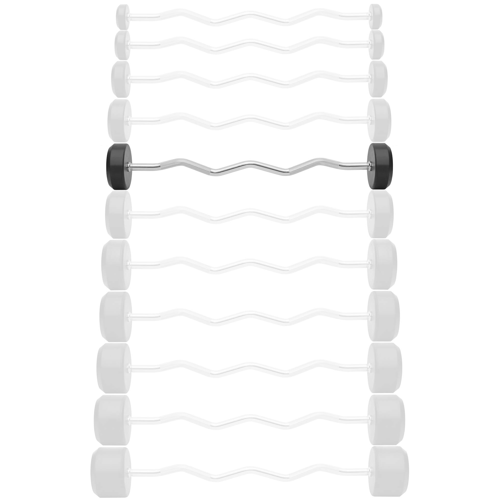 Alt View 1. Philosophy Gym - Rubber Fixed Barbell - Pre-Loaded Weight EZ Curl Bar for Weightlifting - Black.