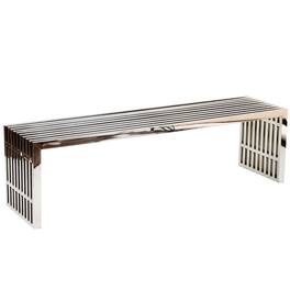 Gridiron Large Stainless Steel Bench by Modway - Silver