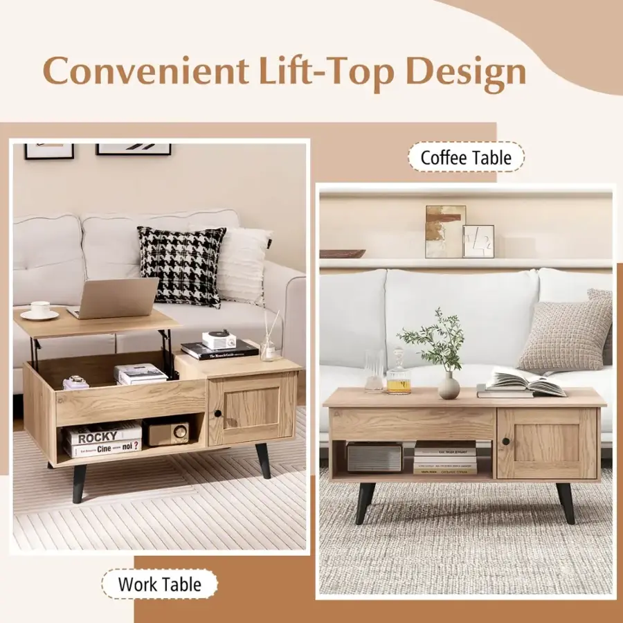 Convenient Lift-Top Design Coffee Table Work Table