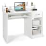 Costway - 22" Wide Computer Desk Writing Study Laptop Table w/ Drawer & Keyboard Tray - White