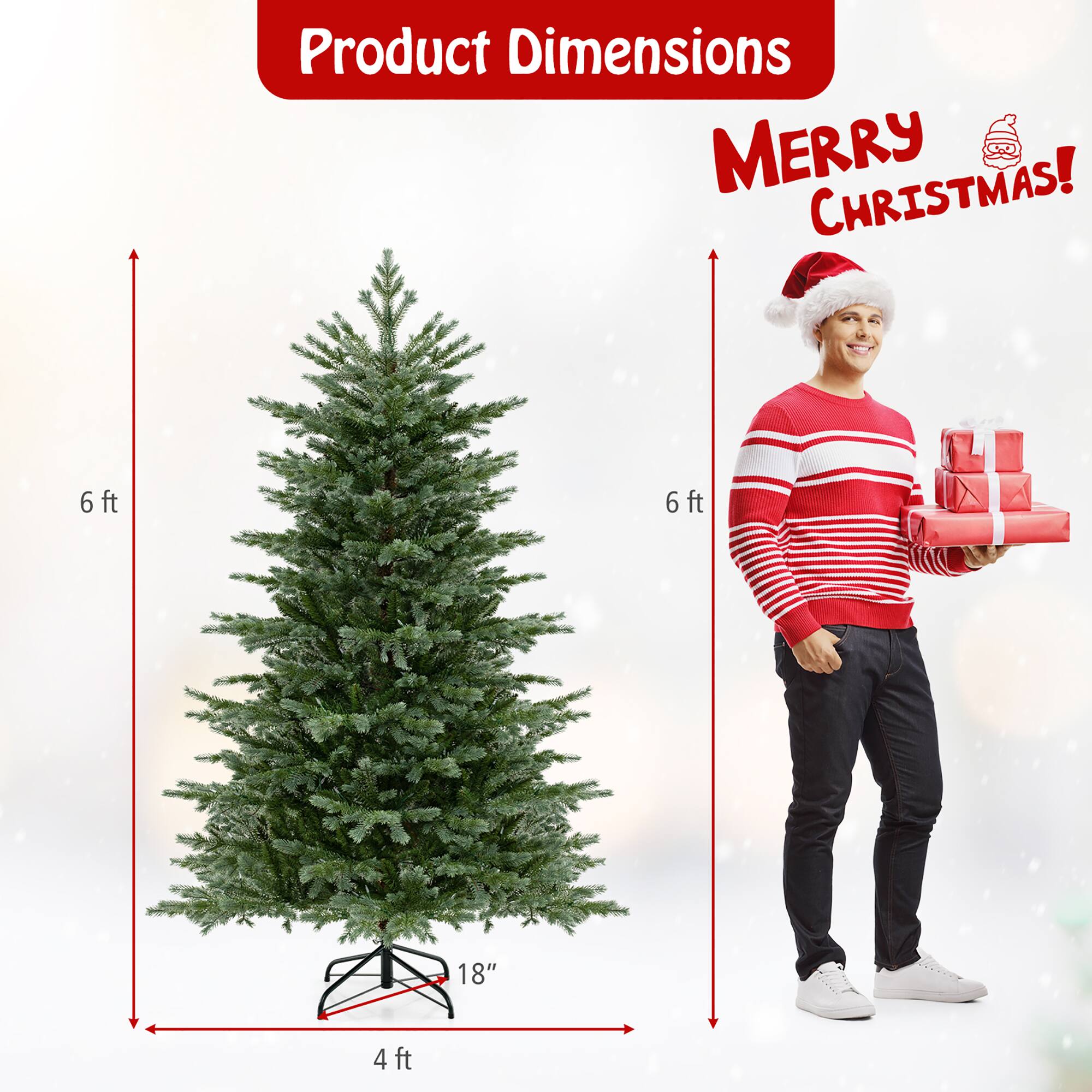 Product Dimensions

MERRY CHRISTMAS!

6 ft  
4 ft  
18"