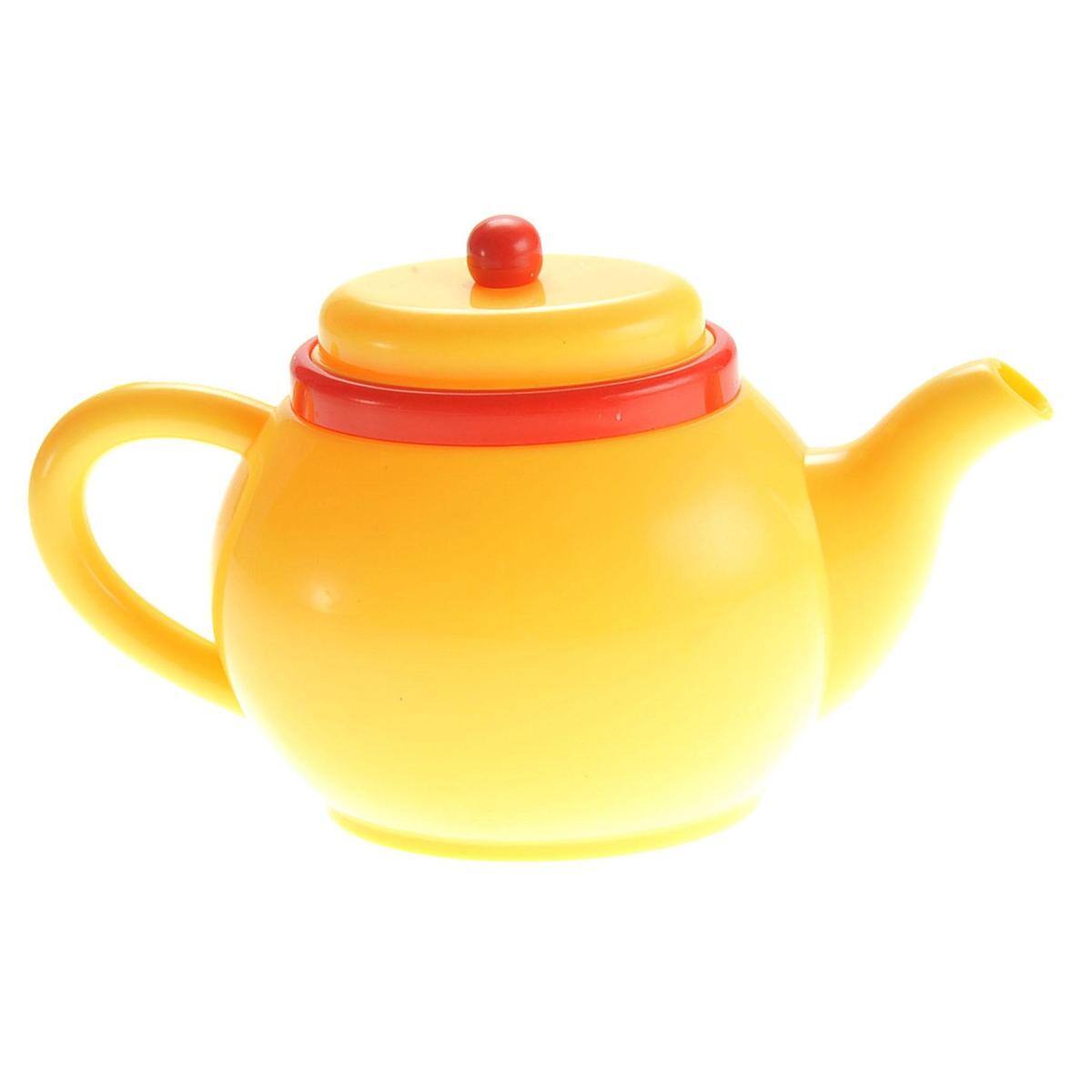 Alt View 4. JuzToys - Pretend Play Tea Party Trolley Cart – Tea Pots and Cups Accessories, Pretend Kitchen Tea Set for Kids – Red/Yellow - Multi.