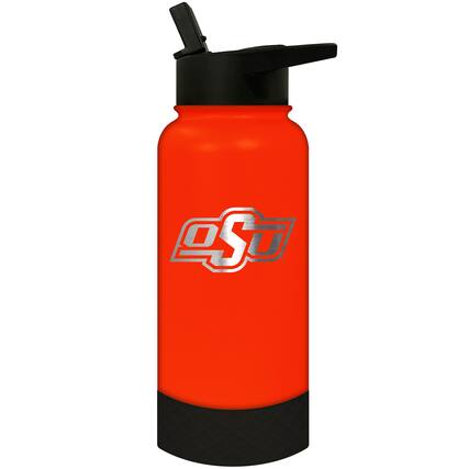 Front. Great American Products - Oklahoma State Cowboys 32oz. Logo Thirst Hydration Water Bottle - Multicolor.