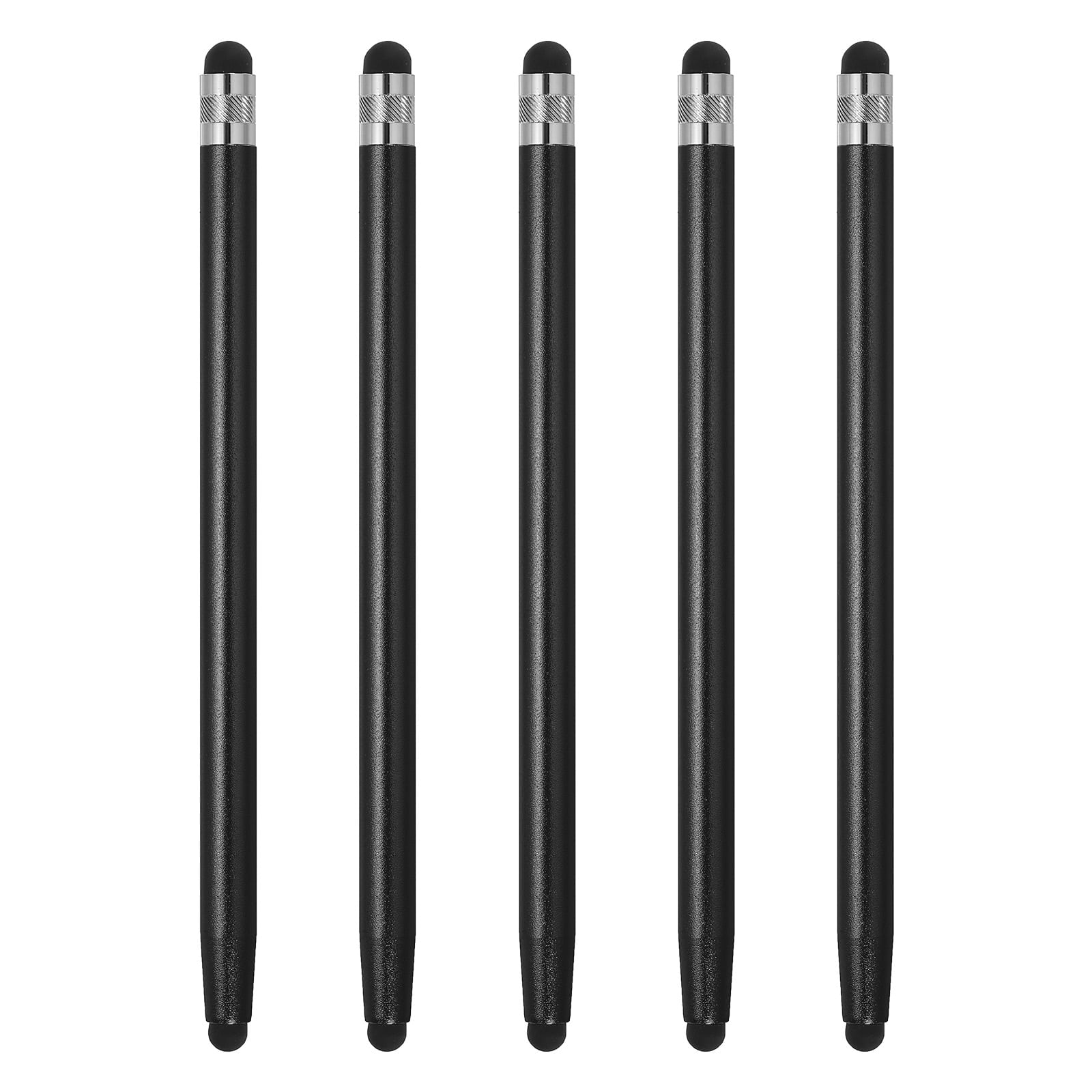 Unique Bargains - 5pcs Stylus Pens for Touch Screens Dual Rubber Tips Capacitive Stylus Universal Tablet Pen Sensitivity Precision - Black