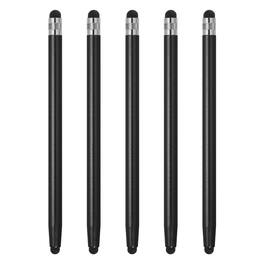 Unique Bargains - 5pcs Stylus Pens for Touch Screens Dual Rubber Tips Capacitive Stylus Universal Tablet Pen Sensitivity Precision - Black
