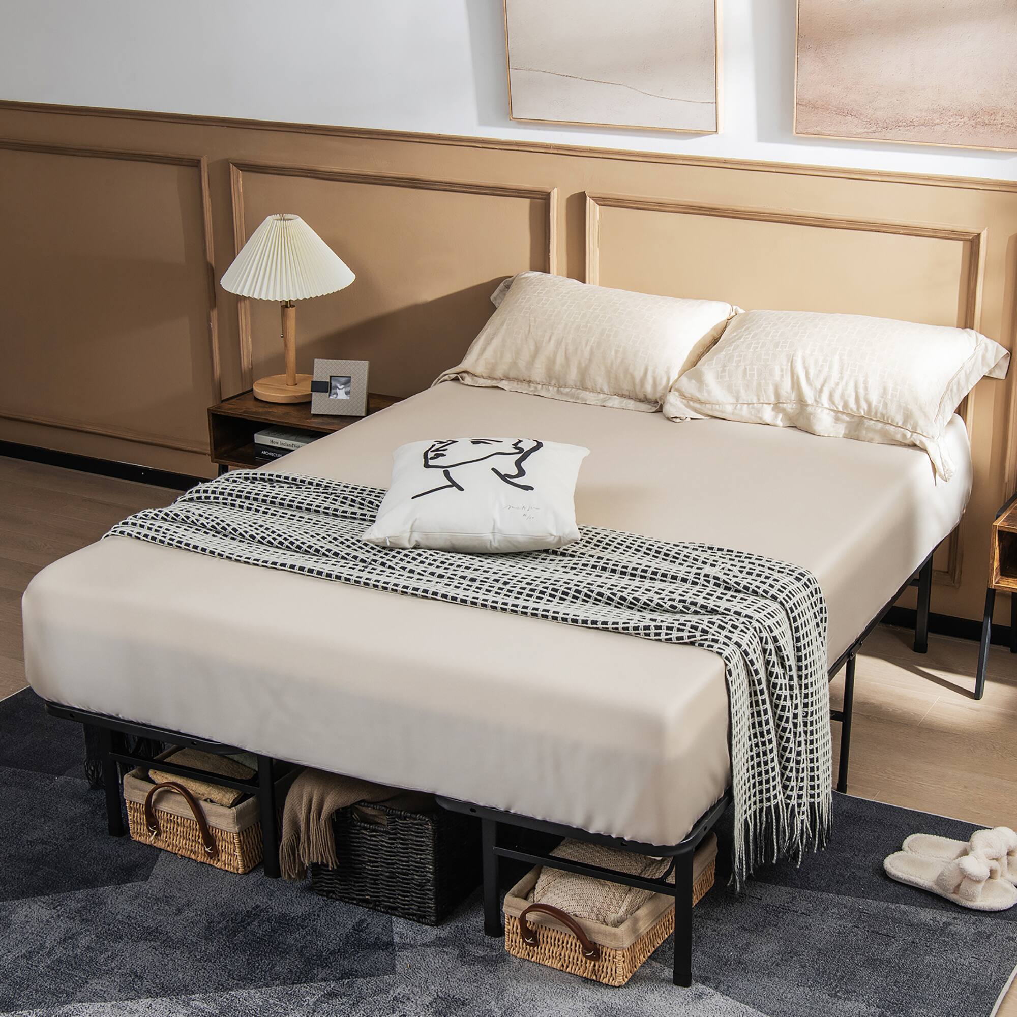 Alt View 1. Costway - Costway Twin/ Full Folding Metal Platform Bed Frame 13 Inch Mattress Foundation 660 LBS - Black.