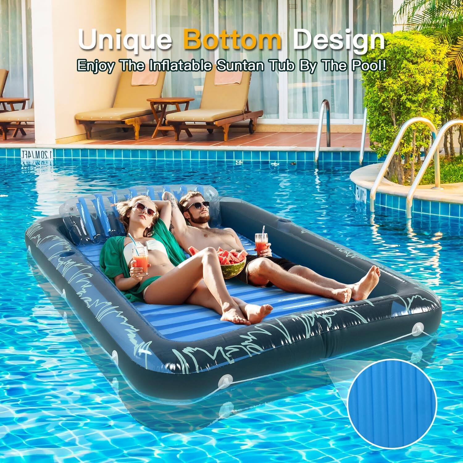 Unique Bottom Design: Enjoy the Inflatable Suntan Tub by the Pool! 1.20M/4FT 120 D