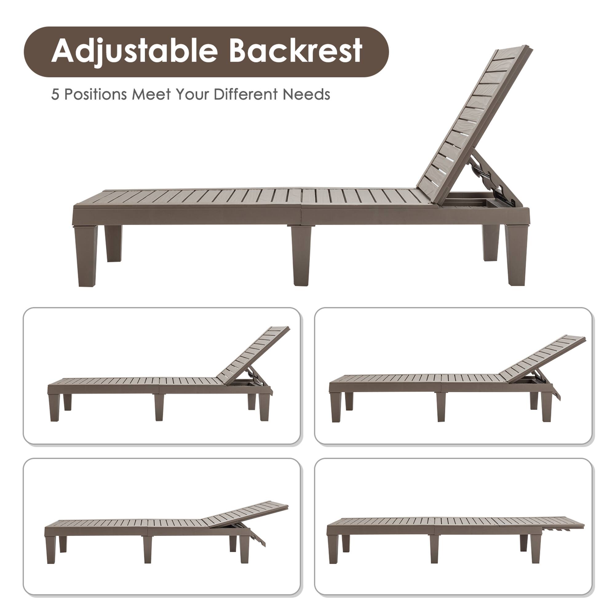 Adjustable Backrest
5 Positions Meet Your Different Needs