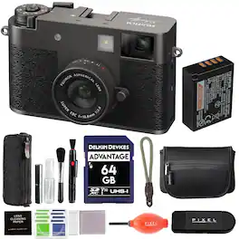 Bundle - Fujifilm - X Half Digital Camera (Charcoal Silver) with 64GB SD Card + Rope Wrist Strap + More Advanced Accessories