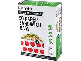 LunchSkins - Apple Peel & Seal Sandwich Bag with Closure Strip, 50/Box - White/Red