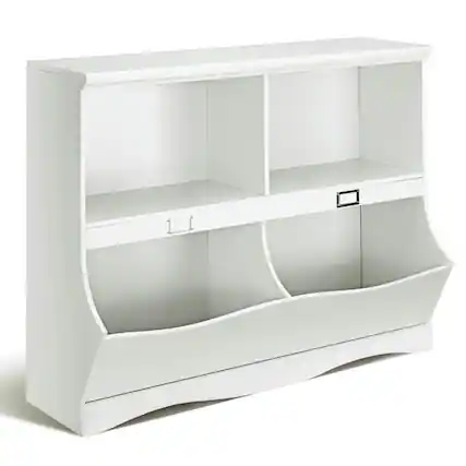 Front. Pefilos - Kids Storage Unit Baby Toy Organizer Children Bookshelf Bookcase-White, Toy Organizer for Kids, Boys, Girls, Nursery - White.