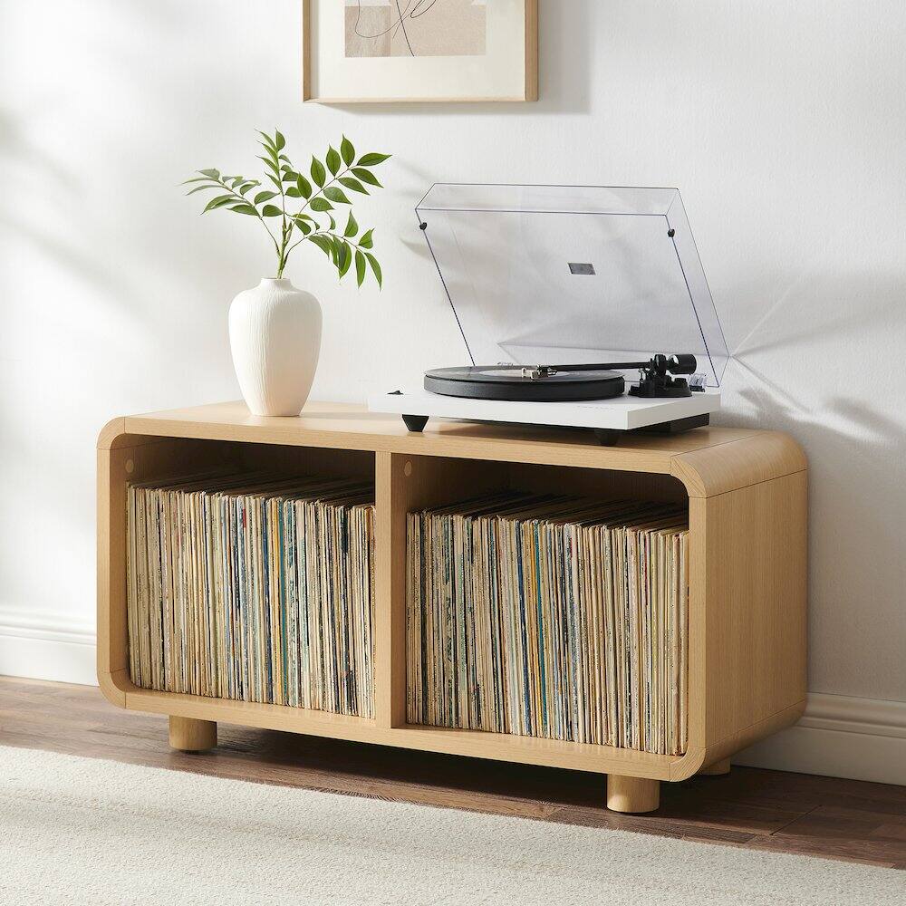 Alt View 5. Crosley Furniture - Zoe Medium Record Storage Console - Gray.