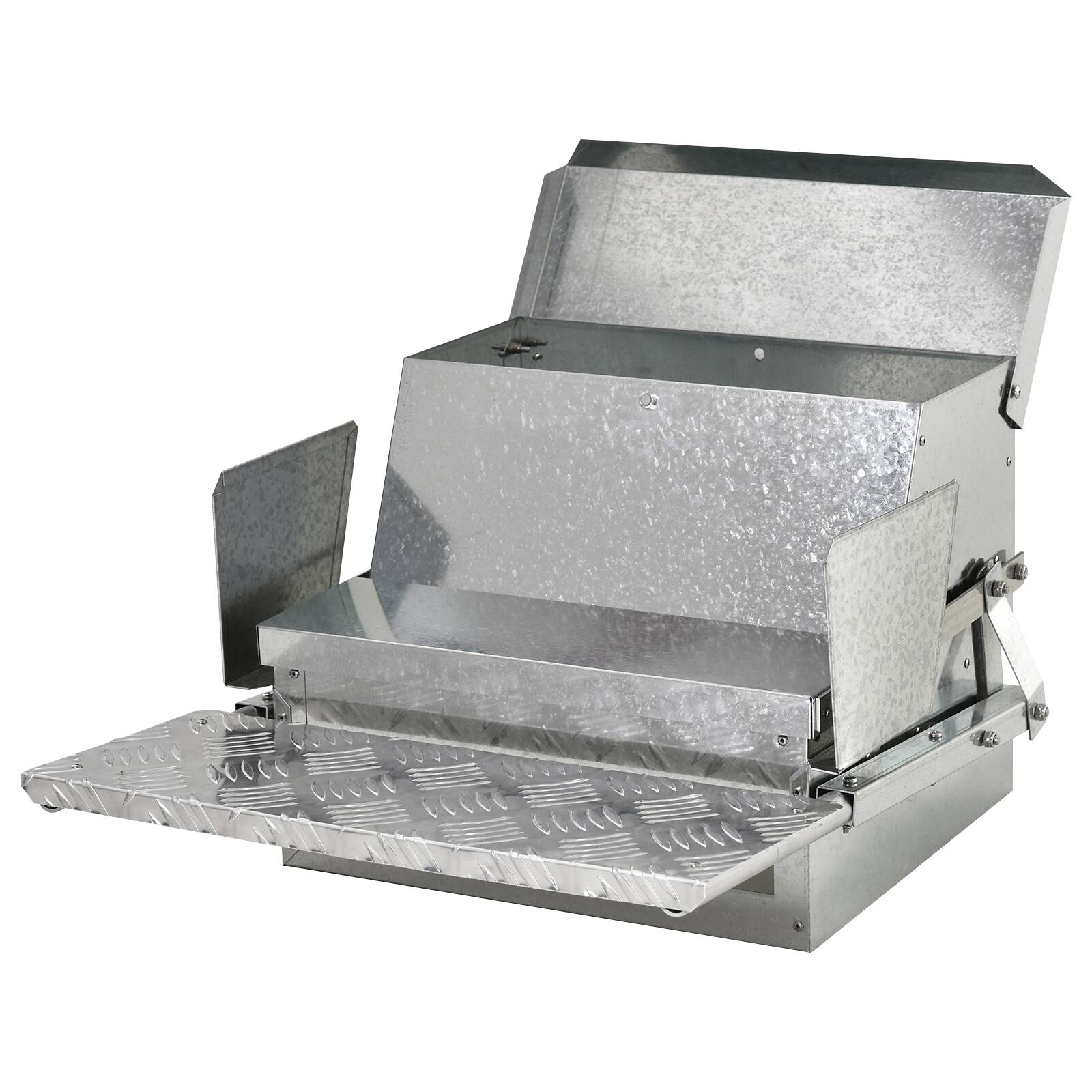 Front. Pawhut - lbs Capacity Automatic Chicken Poultry Feeder with a Galvanized Steel and Aluminium Build - Silver.