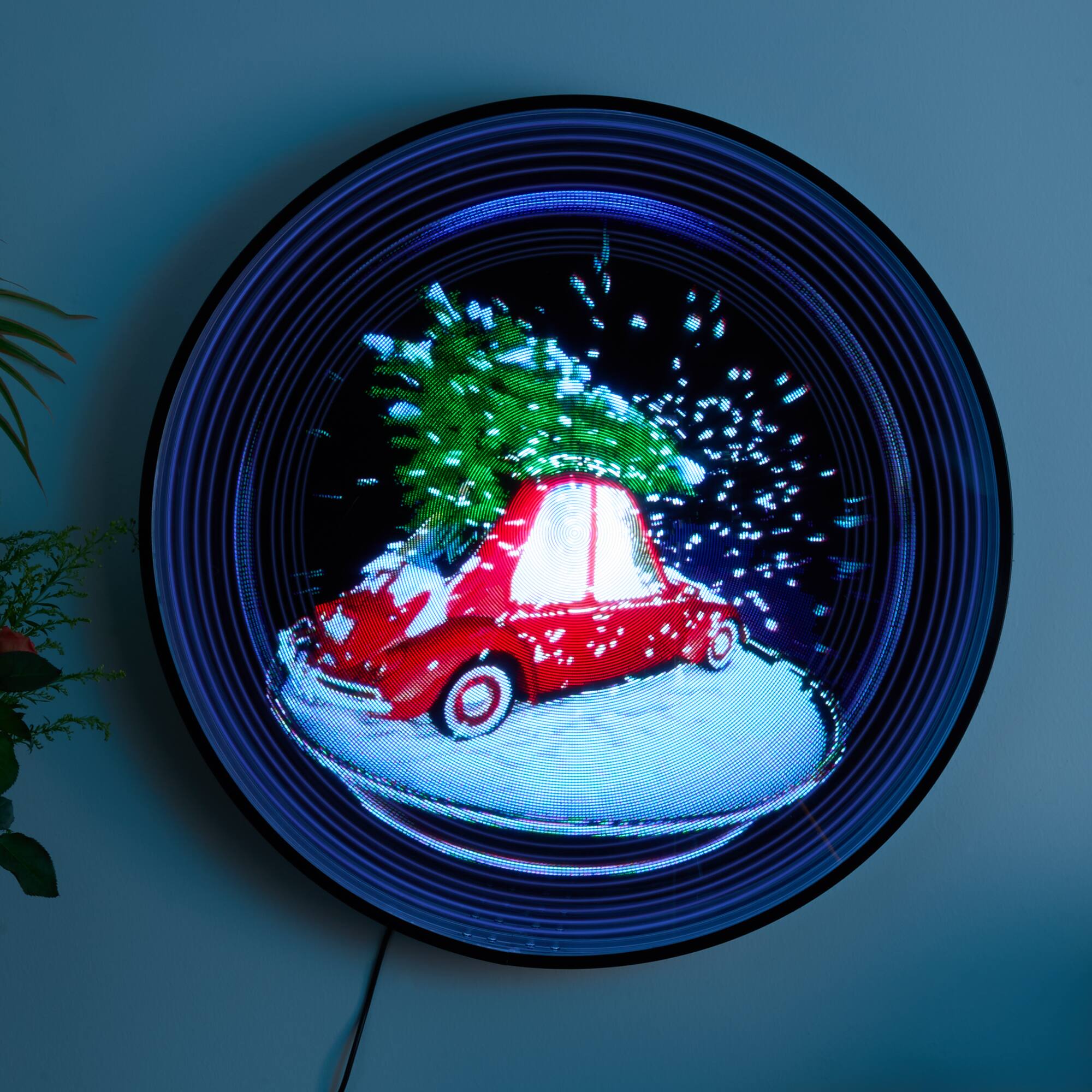 Front. Lamp Depot - DIY 3D Hologram Projection Decoration with Wall Mirror - Silver, Black.